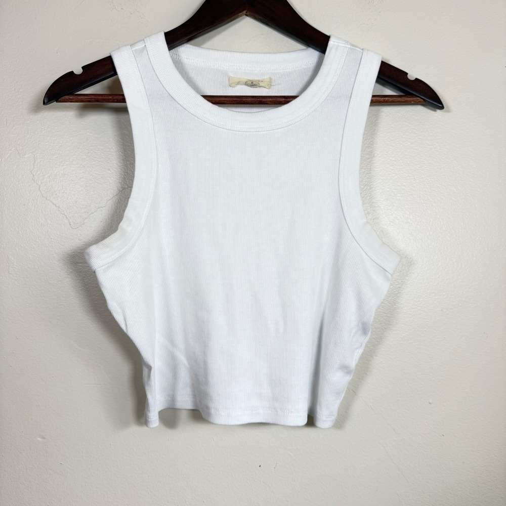 Madewell Brightside Ribbed Crop Tank Top Size Medium White